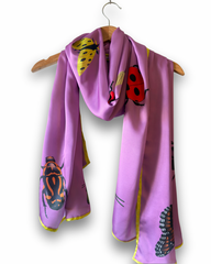 Violet Garden Printed Silk Scarf – Lavender Lightweight