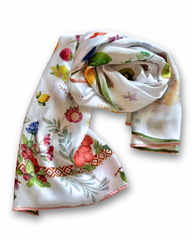 Citrus Reverie Botanical Citrus Print Silk Scarf – Elegant Lightweight