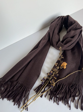 The Classic Cocoa Scarf ( Finish: Soft Brushed | Detail: Long Twisted Tassels )