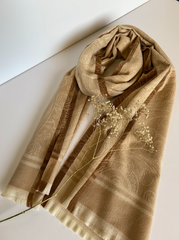 The Golden Paisley Scarf ( Finish: Micro-Check or Waffle Weave| Raw Edge ).