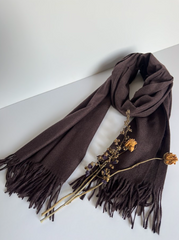 The Classic Cocoa Scarf ( Finish: Soft Brushed | Detail: Long Twisted Tassels )