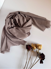The Mushroom Taupe Scarf ( Fabric: Premium Lightweight linen | Finish Raw Edge ).