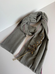 The Grey & Petal Scarf ( Finish: Smooth Matte Body with Fine Colored Edge | Raw Edge ).