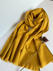 The Turmeric & Olive Scarf ( Finish: Smooth Matte Body with Fine Colored Edge | Raw Edge ).