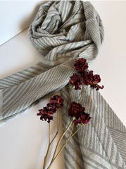 The Silver Herringbone Scarf ( Finish: Micro-Check or Waffle Weave| Raw Edge ).