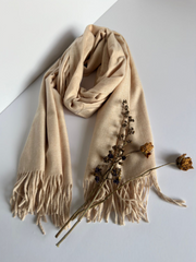 The Classic Oatmeal Scarf ( Finish: Soft Brushed | Detail: Long Twisted Tassels )