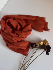 The Terracotta Scarf ( Fabric: Premium Lightweight linen | Finish Raw Edge ).