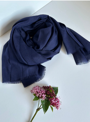 The Navy Blue Scarf ( Fabric: Premium Lightweight linen | Finish Raw Edge ).