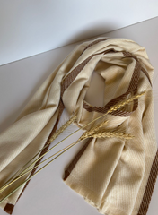 The Cream & Cocoa Scarf ( Finish: Micro-Check or Waffle Weave| Raw Edge ).