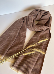 The Mocha Stripe Scarf ( Finish: Micro-Check or Waffle Weave| Raw Edge ).