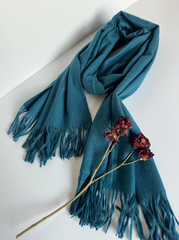 The Classic Teal Scarf ( Finish: Soft Brushed | Detail: Long Twisted Tassels )