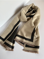 The Reversible Cream & Onyx Stole ( Finish: Double-Faced / Two-Sided |Raw Edge )