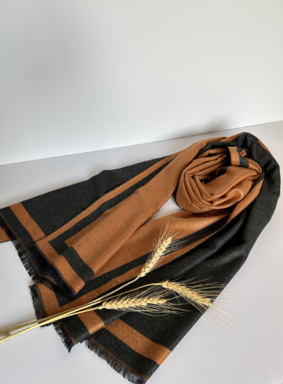 The Reversible Rust & Charcoal Stole ( Finish: Double-Faced / Two-Sided |Raw Edge )