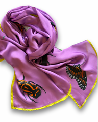 Violet Garden Printed Silk Scarf – Lavender Lightweight