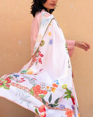 Citrus Reverie Botanical Citrus Print Silk Scarf – Elegant Lightweight