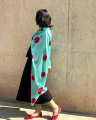 Aqua Pop Polka Dot Silk Scarf – Aqua & Red Modern Lightweight