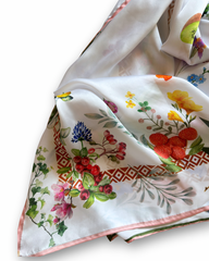 Citrus Reverie Botanical Citrus Print Silk Scarf – Elegant Lightweight