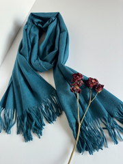 The Classic Teal Scarf ( Finish: Soft Brushed | Detail: Long Twisted Tassels )