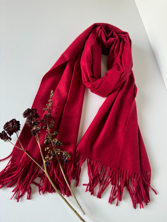 The Classic Ruby Scarf ( Finish: Soft Brushed | Detail: Long Twisted Tassels )