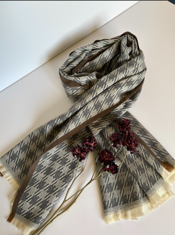 The Houndstooth Classic Scarf ( Finish: Micro-Check or Waffle Weave| Raw Edge ).