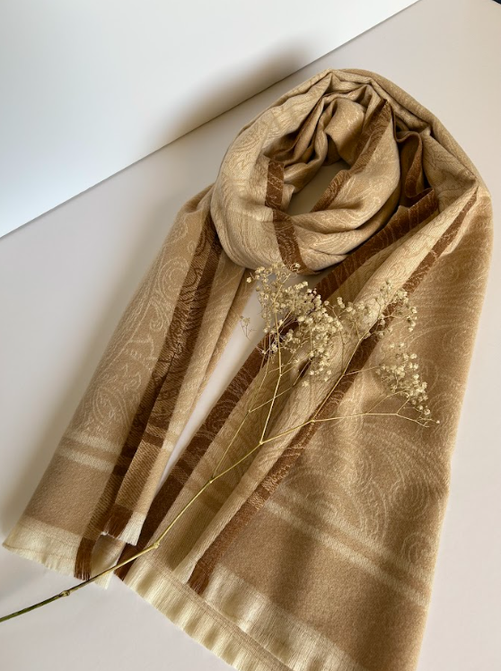 The Golden Paisley Scarf ( Finish: Micro-Check or Waffle Weave| Raw Edge ).