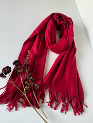 The Classic Ruby Scarf ( Finish: Soft Brushed | Detail: Long Twisted Tassels )