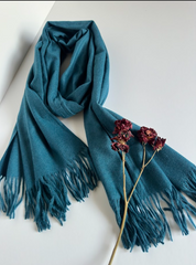 The Classic Teal Scarf ( Finish: Soft Brushed | Detail: Long Twisted Tassels )
