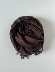 The Classic Cocoa Scarf ( Finish: Soft Brushed | Detail: Long Twisted Tassels )