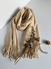 The Classic Oatmeal Scarf ( Finish: Soft Brushed | Detail: Long Twisted Tassels )