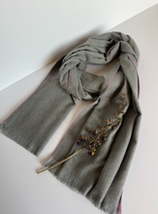 The Grey & Petal Scarf ( Finish: Smooth Matte Body with Fine Colored Edge | Raw Edge ).