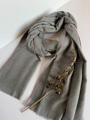 The Grey & Petal Scarf ( Finish: Smooth Matte Body with Fine Colored Edge | Raw Edge ).