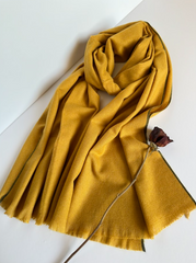 The Turmeric & Olive Scarf ( Finish: Smooth Matte Body with Fine Colored Edge | Raw Edge ).