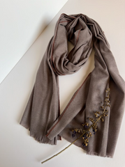 The Dusty Mauve Scarf ( Finish: Smooth Matte Body with Fine Colored Edge | Raw Edge ).