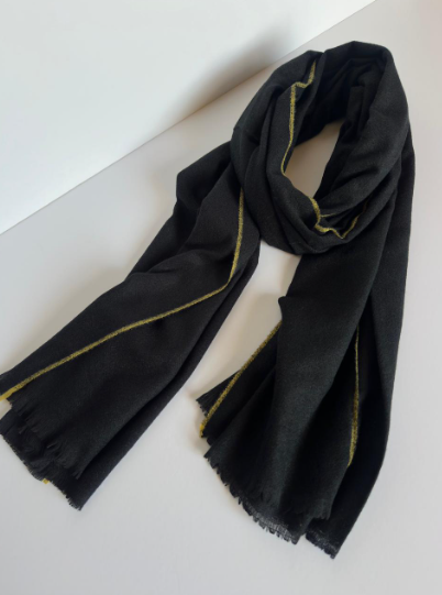 The Midnight Lime Scarf ( Finish: Smooth Matte Body with Fine Colored Edge | Raw Edge ).