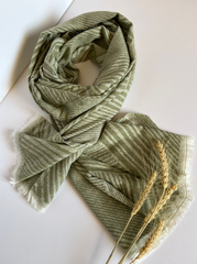 The Olive Ripple Scarf ( Finish: Micro-Check or Waffle Weave| Raw Edge ).