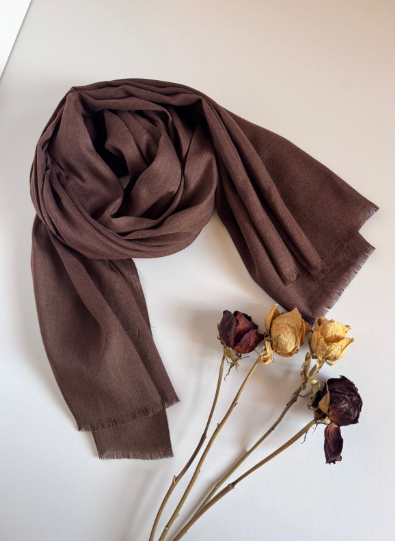 The Espresso Brown Scarf ( Fabric: Premium Lightweight linen | Finish Raw Edge ).