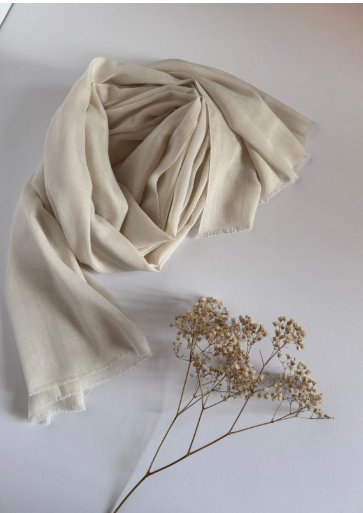 The Pearl Ivory Scarf ( Fabric: Premium Lightweight linen | Finish Raw Edge ).