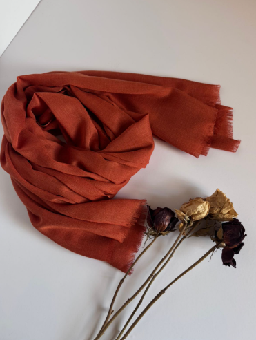 The Terracotta Scarf ( Fabric: Premium Lightweight linen | Finish Raw Edge ).