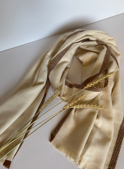 The Cream & Cocoa Scarf ( Finish: Micro-Check or Waffle Weave| Raw Edge ).
