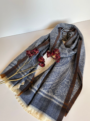 The Slate Paisley Scarf ( Finish: Micro-Check or Waffle Weave| Raw Edge ).