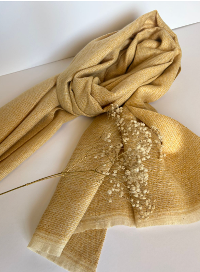 The Honey Gold Scarf  ( Finish: Micro-Check or Waffle Weave| Raw Edge ).